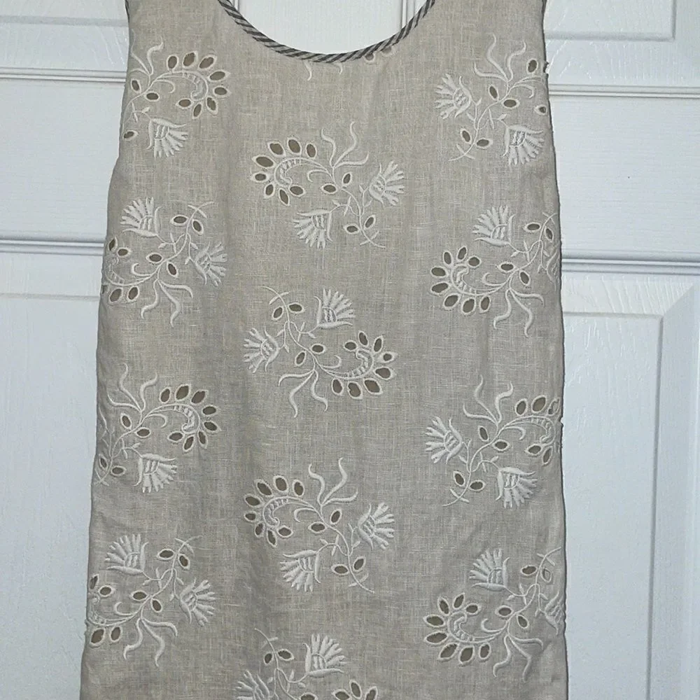 Rebecca Taylor Garden Linen Eyelet Dress in Vanilla